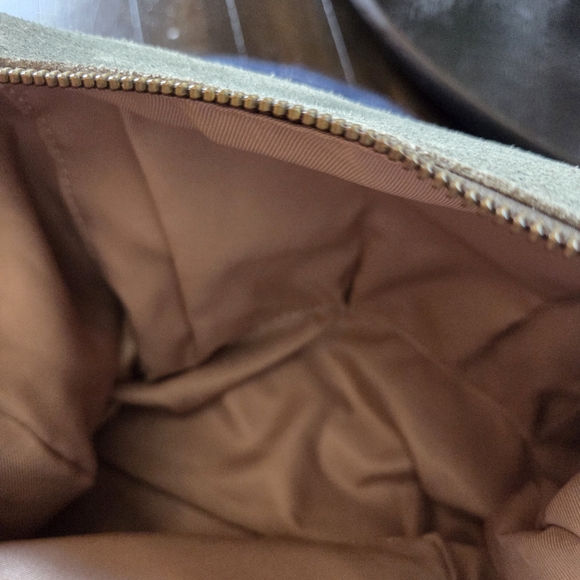 The Sak Olive Green Suede Shoulder Bag with Brown Leather Trim - Picture 11 of 16